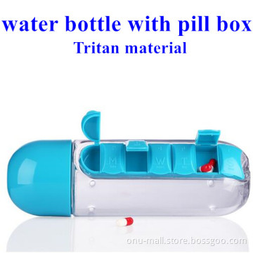 Quality Chinese Products BPA Free Water Bottle with Pill Box Organizer